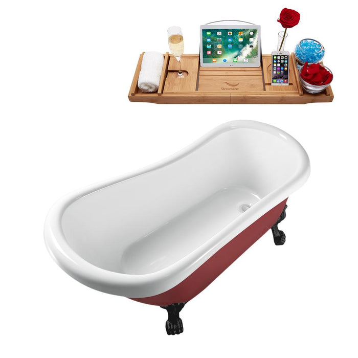 61" Streamline N482BL-IN-WH Clawfoot Tub and Tray With Internal Drain