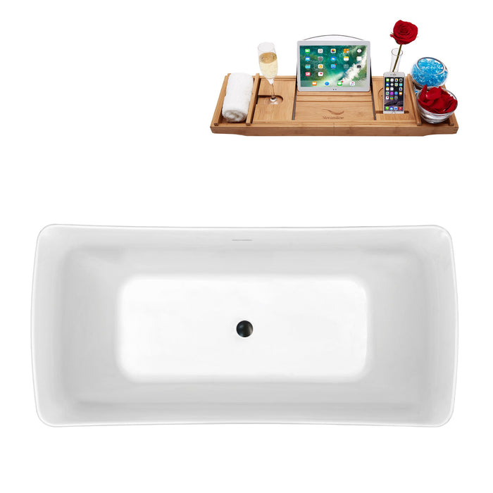62'' Streamline N550BL Freestanding Tub and Tray With Internal Drain