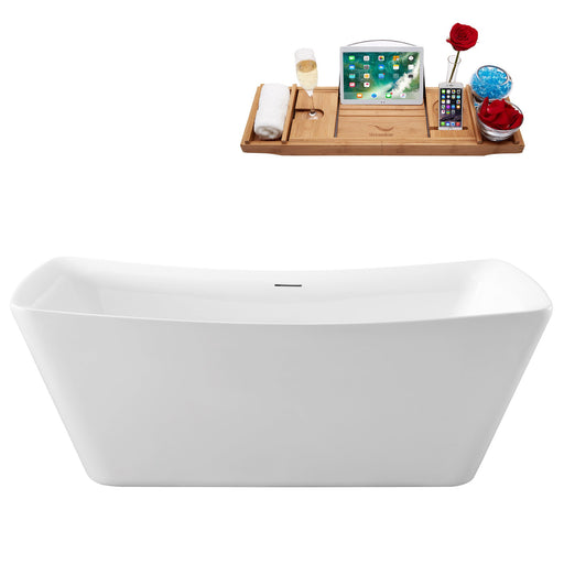 62'' Streamline N550BNK Freestanding Tub and Tray With Internal Drain