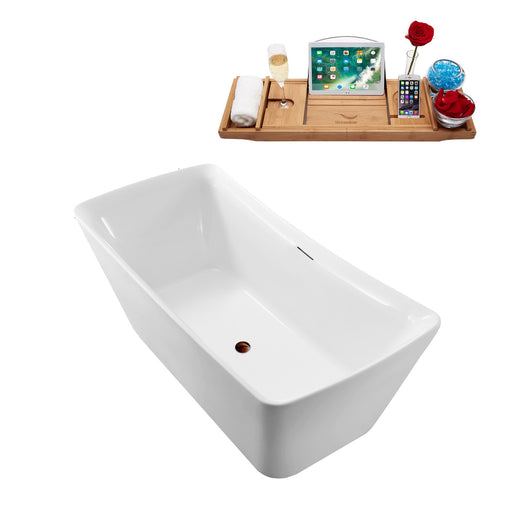 62'' Streamline N550ORB Freestanding Tub and Tray With Internal Drain