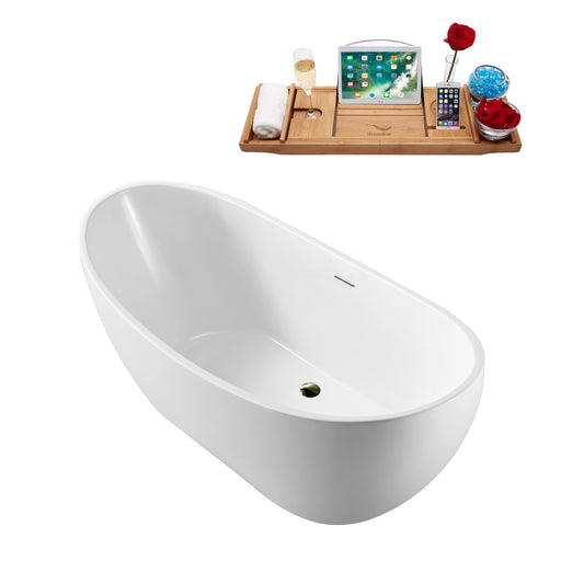 62'' Streamline N590BNK Freestanding Tub and Tray With Internal Drain