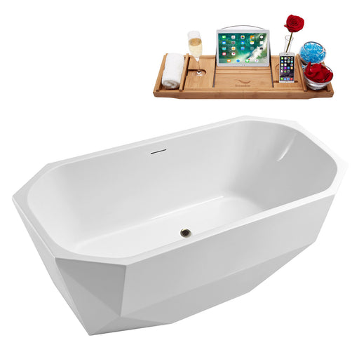 63'' Streamline N630BNK Freestanding Tub and Tray With Internal Drain