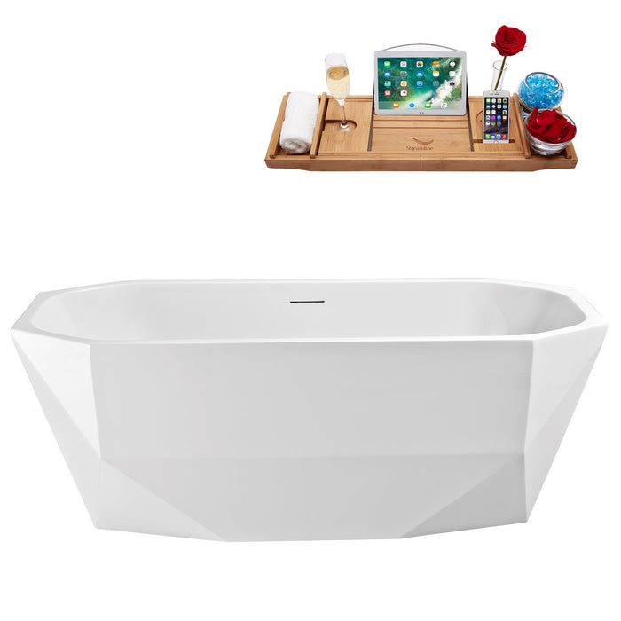 63'' Streamline N630CH Freestanding Tub and Tray With Internal Drain