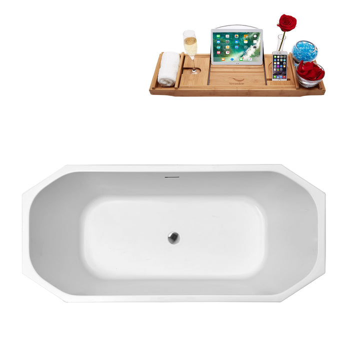 63'' Streamline N630CH Freestanding Tub and Tray With Internal Drain