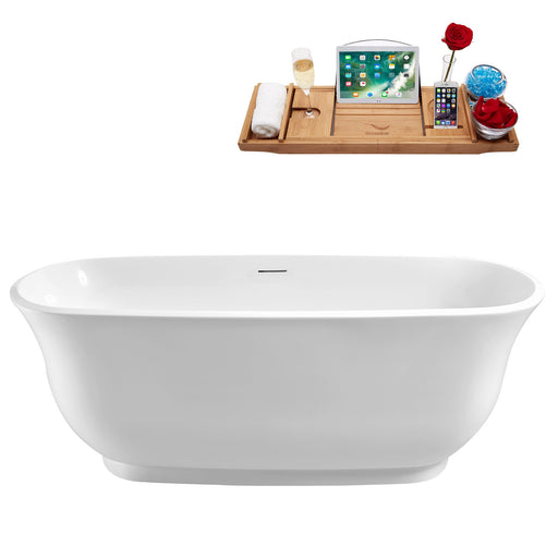 59'' Streamline N670CH Freestanding Tub and Tray With Internal Drain