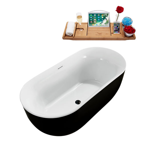 59'' Streamline N811BL Freestanding Tub and Tray With Internal Drain
