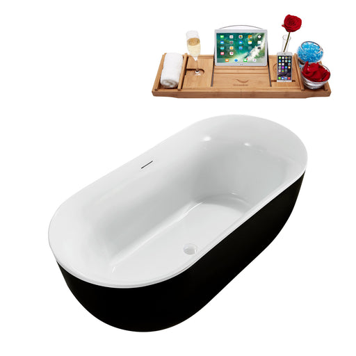 59'' Streamline N811WH Freestanding Tub and Tray With Internal Drain