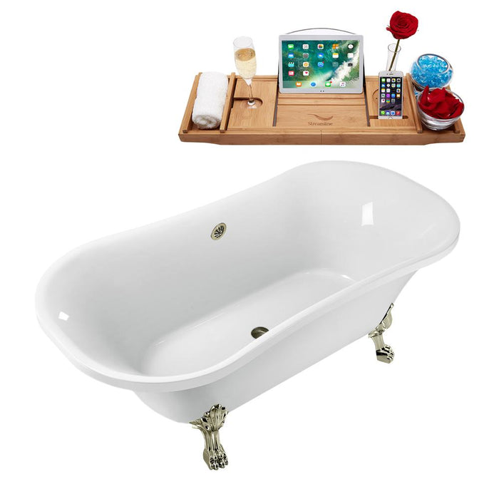 68" Streamline N861BNK-BNK Clawfoot Tub and Tray With External Drain