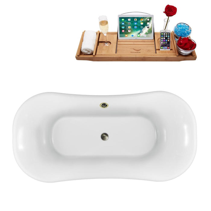 68" Streamline N861BNK-BNK Clawfoot Tub and Tray With External Drain