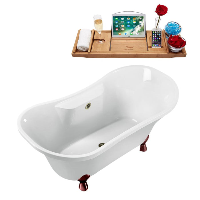 60" Streamline N900ORB-BNK Clawfoot Tub and Tray With External Drain
