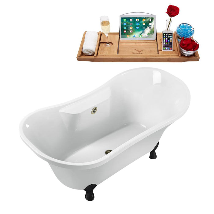 68" Streamline N901BL-BNK Clawfoot Tub and Tray With External Drain