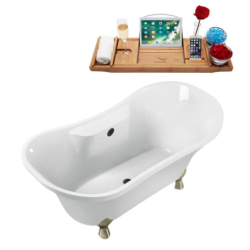 68" Streamline N901BNK-BL Clawfoot Tub and Tray With External Drain
