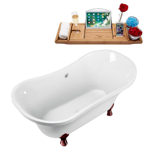 60" Streamline N920ORB-WH Clawfoot Tub and Tray With External Drain