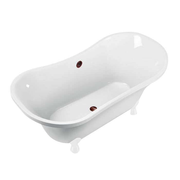 60" Streamline N920WH-ORB Clawfoot Tub and Tray With External Drain