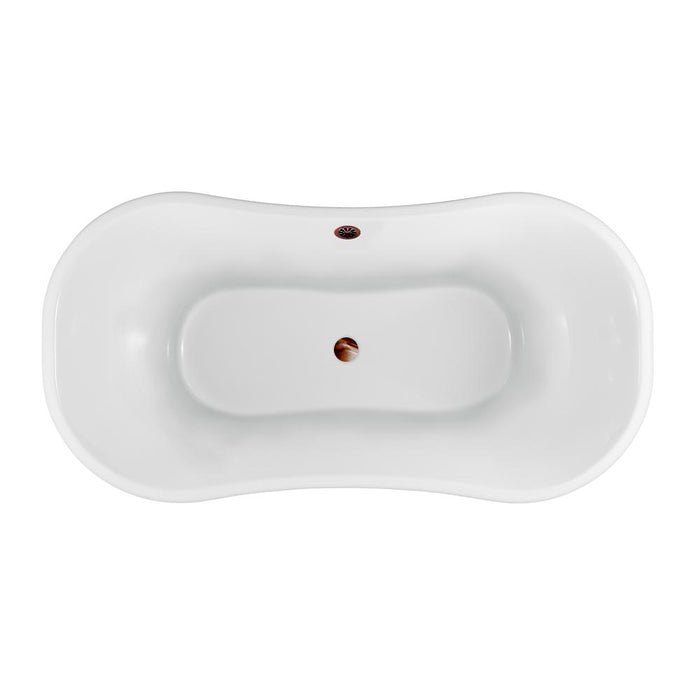 60" Streamline N920WH-ORB Clawfoot Tub and Tray With External Drain