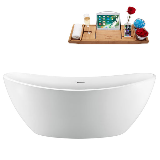 75'' Streamline N950CH Freestanding Tub and Tray With Internal Drain