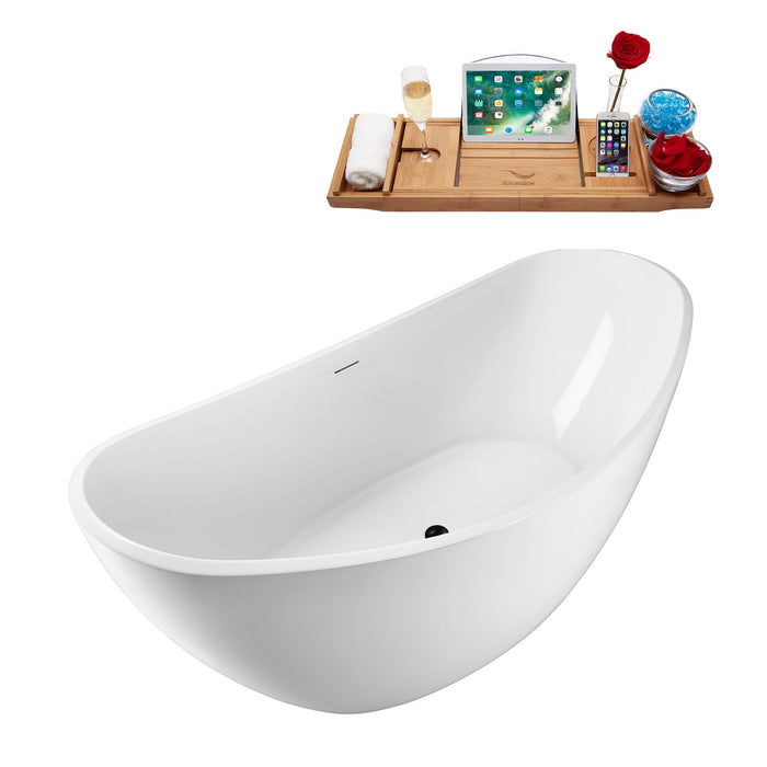 63'' Streamline N951BL Freestanding Tub and Tray With Internal Drain
