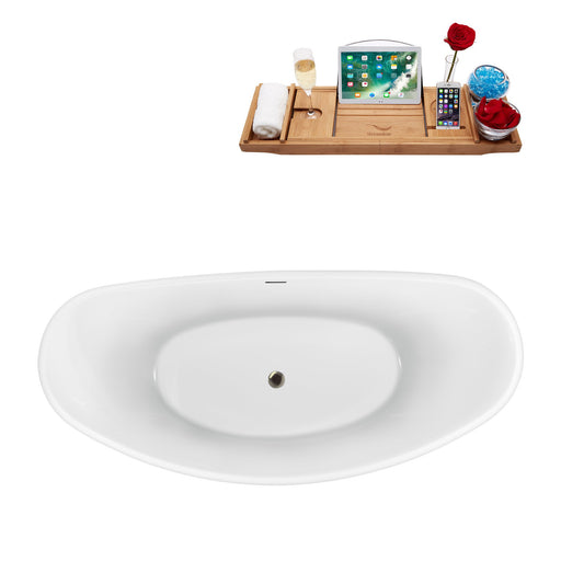 63'' Streamline N951BNK Freestanding Tub and Tray With Internal Drain