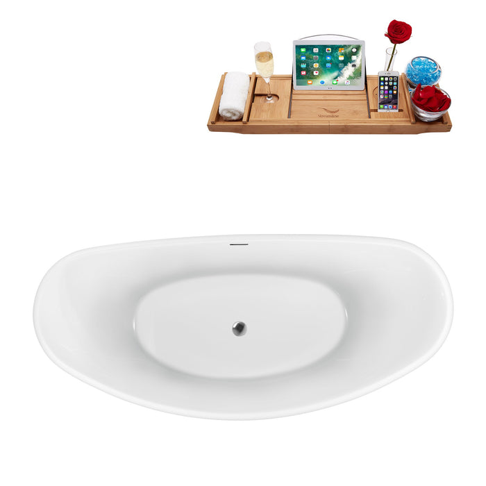 63'' Streamline N951CH Freestanding Tub and Tray With Internal Drain